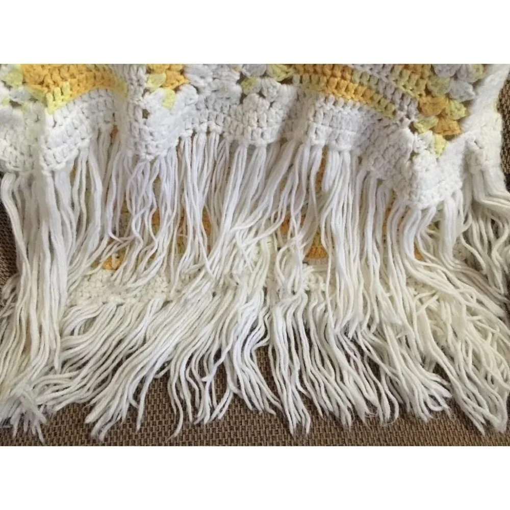 Handmade Crochet Baby Afghan Soft Ombre Yellow Blanket Large 40
